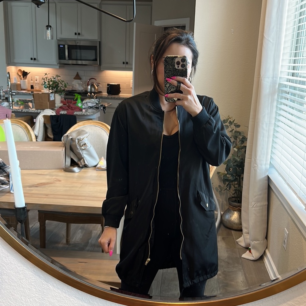 Love tree black trench coat